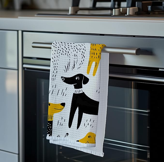 Cute Cartoon Dog Hand Towel – 16x24 Inch, Pet Print Microfiber Towel for Kids, Dog Lovers, or Bathroom Decor