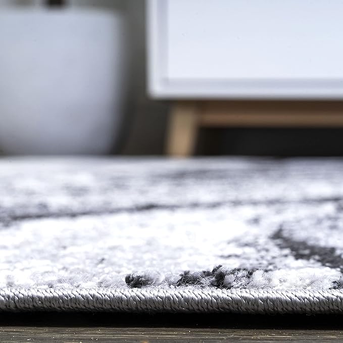 JONATHAN Y Viscon Abstract Marble Light Gray/Black Runner Rug 2x8, Modern,Contemporary,Geometric,Casual, Easy-Cleaning for Living Room,Bedroom,Kitchen,Pet Friendly,Non-Shedding (SEU207A-28)