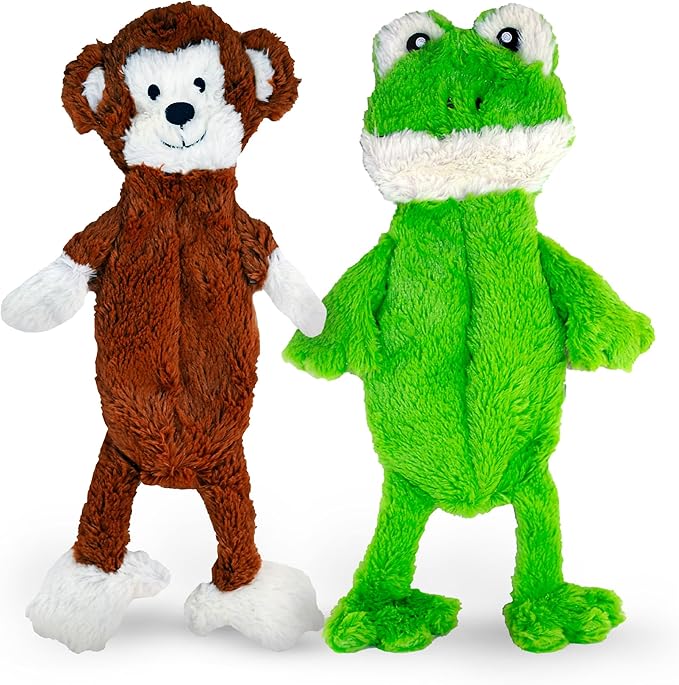 FGA MARKETPLACE Monkey-Frog Flat NO Stuffing NO Squeak Plush Dog Toy, Funny Style Will Entertain Your Pet for Hours, Recommended for Small and Medium Dog 21 INCH Long