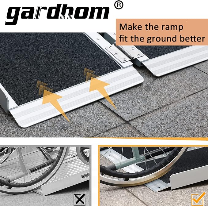 gardhom Portable Wheelchair Ramp 2 Feet, Anti-Slip Aluminum Folding Handicap Ramp Wheel Chair Ramp for Home Steps Entrance Threshold Doorways Stairs Curbs Scooter, 800LBS Capacity