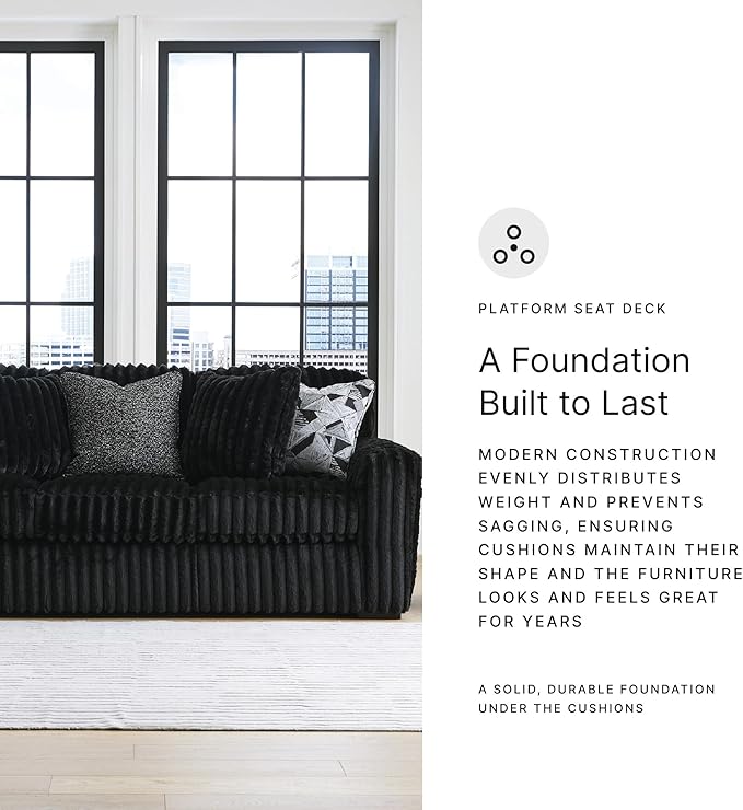 Signature Design by Ashley Midnight-Madness Modern Anti Sage Sofa with Reversible Cushions, Black
