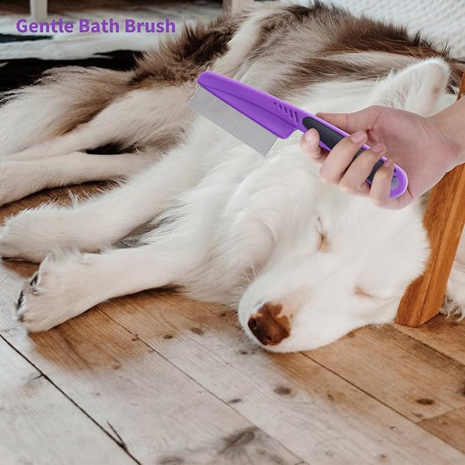 Ergonomic Slicker Brush for Long-Haired Dogs, Wooden Handle Dog Brush,Goldendoodles, Labradoodles, Poodles Long Pins for Grooming Loose Hair，Effectively Removes Tangles, Knots and Loose Fur