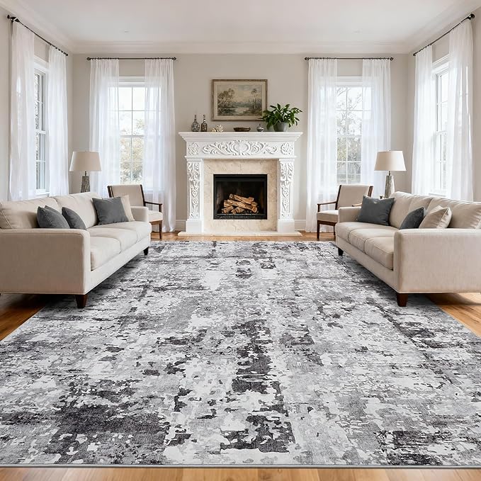 GarveeHome Large Area Rugs 10x14 for Living Room, Abstract Washable Rug Modern Non Slip Floor Mat Carpet Indoor Thin Accent Rug for Bedroom Dining Room Playroom Nursery Home Decor