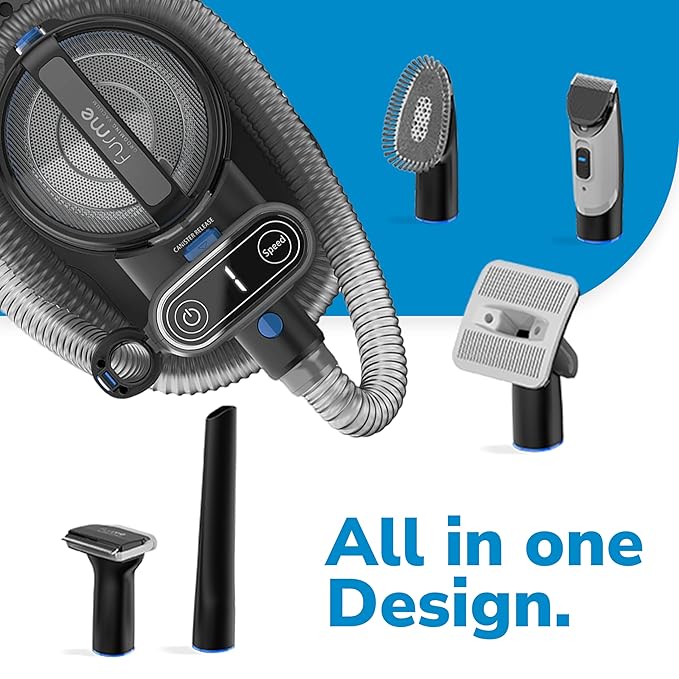 FURME Professional Plus Pet Grooming Vacuum Kit - Cat & Dog Grooming Kit for Easy Pet Care at Home, Quiet & Safe Dog Hair Remover Machine with Brush, Clipper, Shedding & Cleaner Tools & 2L Canister