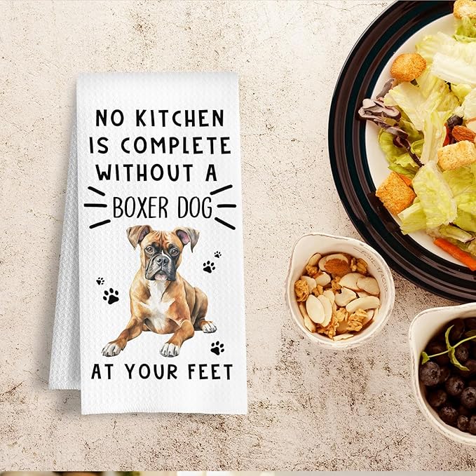 Funny Boxer Dog Hand Towels for Kitchen Home Bathroom Decor, A Kitchen is Not Complete Without A Boxer Dish Towel, Dog Lovers Gift, 16×24 Inch