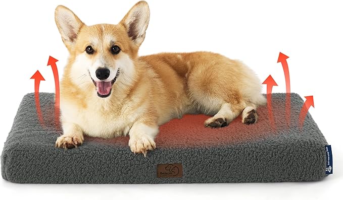Bedsure Self Warming Dog Bed for Medium Dogs - Comfy Cat Beds with Removable Washable Cover, Orthopedic Egg Crate Foam Pet Mat, Suitable for Pet Up to 30 lbs (Non Electric)
