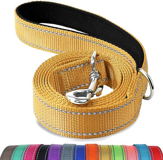 Joytale Dog Leash Heavy Duty for Large Medium Dogs, 4 FT Reflective Nylon Pet Walking Lead with Soft Padded Handle, Durable & Tangle Free for Training, Running & Safety Control, Khaki