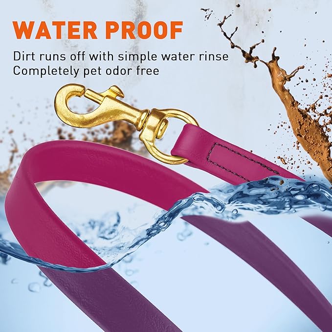 Viper Biothane K9 Working Dog Leash Waterproof Lead for Tracking Training Schutzhund Odor-Proof Long Line with Solid Brass Snap for Puppy Medium and Large Dogs, 33ft Magenta Pink