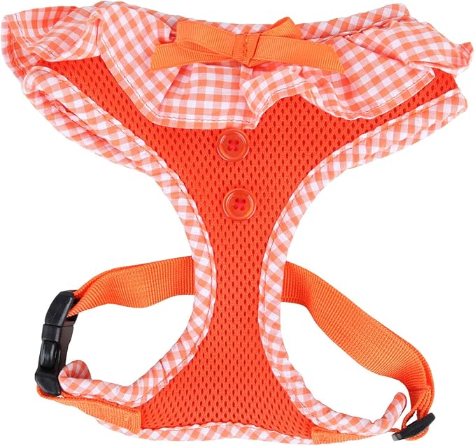 Puppia Vivien Dog Harness Over-The-Head All Season Cute No Pull No Choke Walking Training Adjustable for Small Dog, Orange, Small