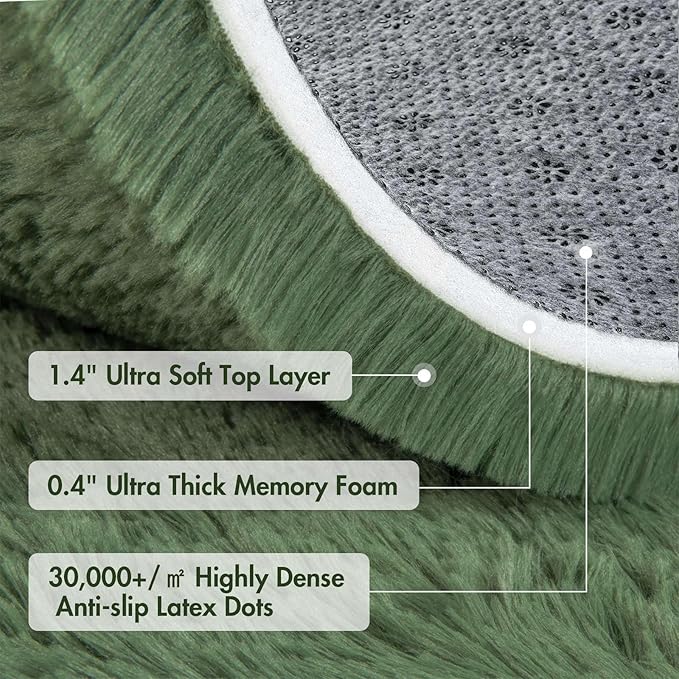 5x7 Ft Shag Green Area Rug for Bedroom Living Room, Ultra Soft Fluffy Furry Rugs for Indoor Floor, Aesthetic Carpet for Kids Home Decor
