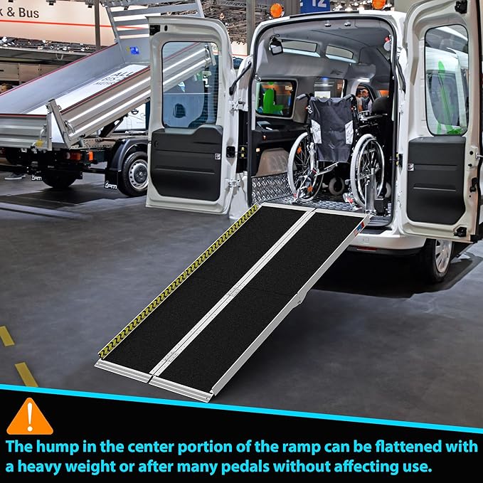 Portable Wheelchair Ramp 6FT, Anti-Slip Aluminum Folding Portable Ramp, Wheelchair Ramps for Home, Weight Capacity Up to 800 LBS, with Transition Plates Above and Below, Loading Dock Plates