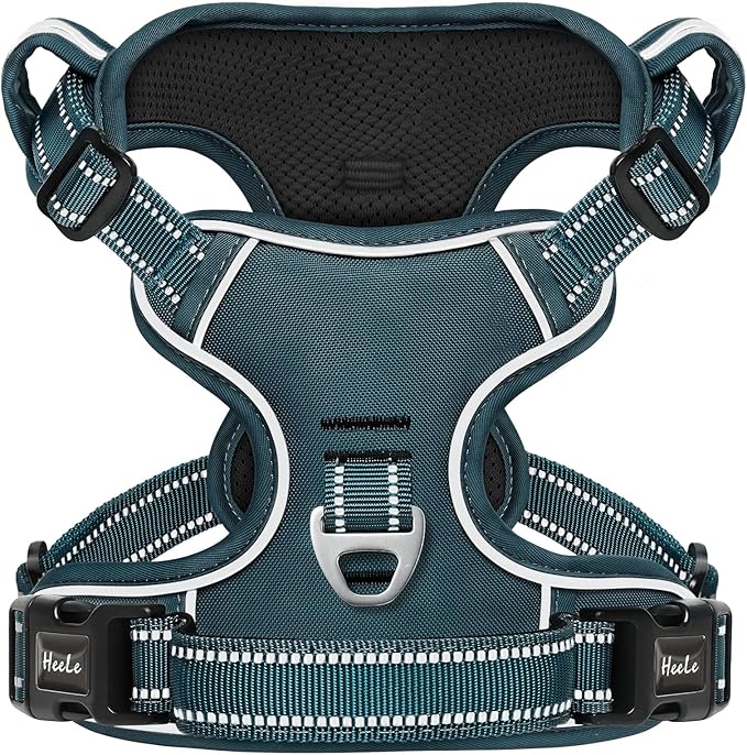HEELE Dog Harness for Large Dogs No Pull Dog Vest Harness for Large Dog with Soft Padded Handle Reflective for Outdoor Training, Blackish Green, XL