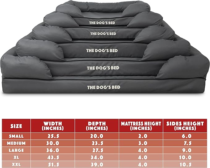 The Dog’s Bed Orthopedic Memory Foam Dog Bed with Bolsters, Oxford Fabric, Grey with Black Trim, XXL