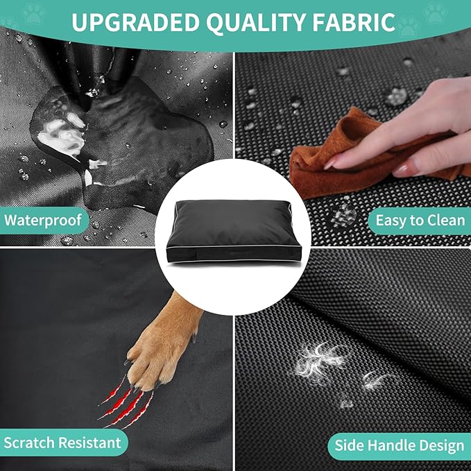 COSHNIBI Dog Bed Covers Replacement Washable,Waterproof Dog Bed Cover with Zip and Carry Handle for Dog/Cat 30''Lx20''Wx3''H-Black