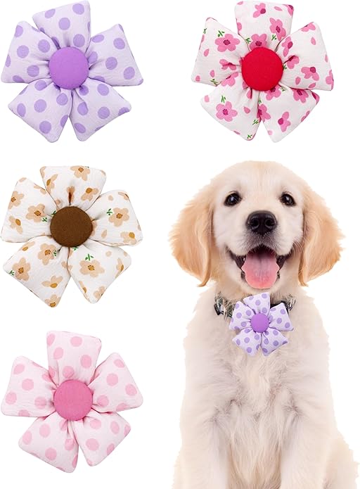 PET SHOW Valentines Small Dogs Flower Charms Slide Collar Accessories for Medium Large Dogs Cat Puppies Rabbit Pigs Collars Bows Grooming Supplies