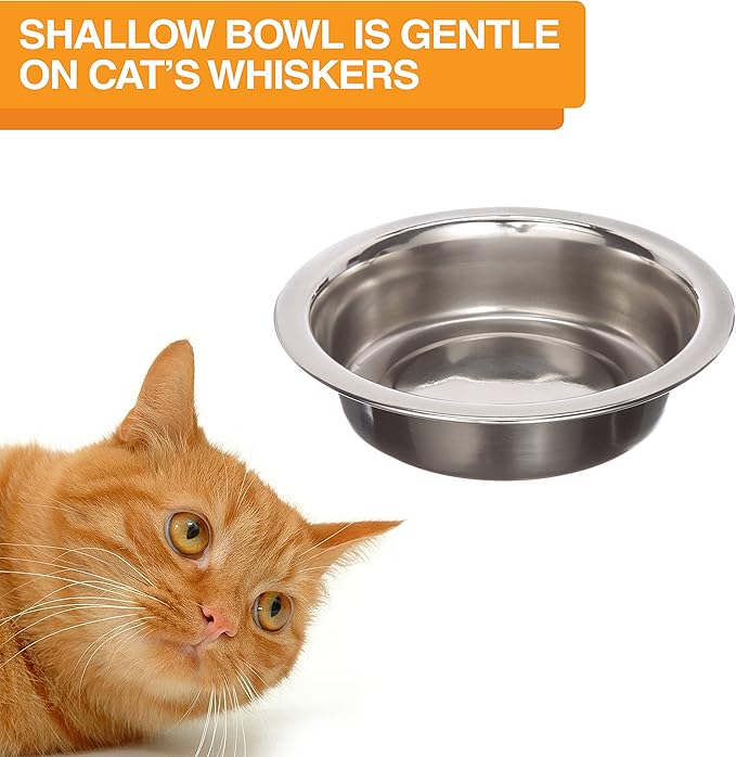 Neater Feeder Deluxe Mess Proof Cat Bowls Elevated for All Breeds – Made in USA – No Spill Raised Cat Bowls for Indoor Cats w/Leg Extensions – Stainless Steel Cat Food and Water Bowl Set - Black