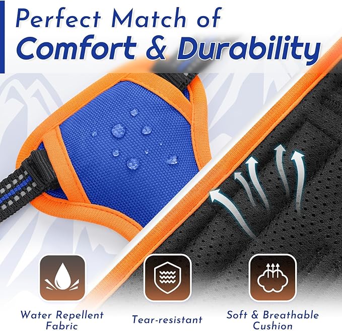Eagloo Small Dog Harness No Pull, Service Vest with Reflective Strips and Control Handle, Adjustable and Comfortable for Walking, No Choke Pet Harness with 2 Metal Rings, Blue & Orange, XS