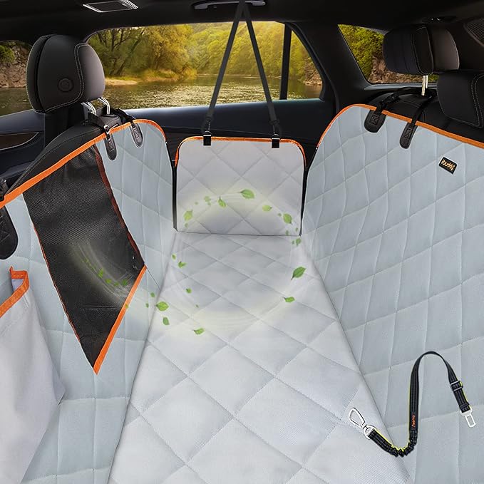 iBuddy Dog Seat Cover for Tesla Model 3 Waterproof Car Seat Protector with Mesh Window Dog Car Hammock Against Dirt and Fur Anti-Scratch Nonslip Machine Washable Back Seat Cover for Model Y