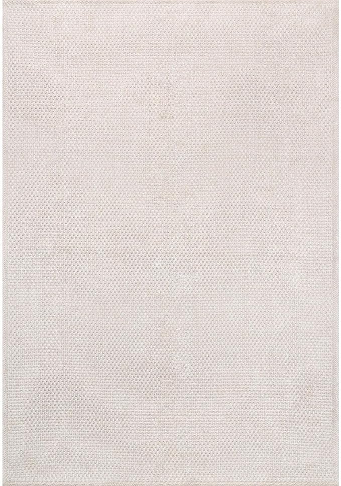 CAMILSON Easy Jute Rug 5x7, Indoor Outdoor Off-White Farmhouse Area Rugs for Living Room Patio and Kitchen Rug, Solid Woven Design, Easy-Cleaning, Washable Outside Carpet Alfombras (5 x 7)