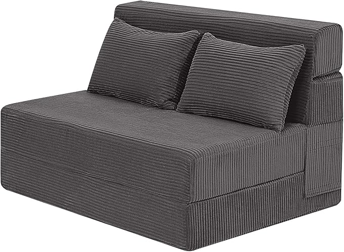 MeMoreCool Boneless Folding Sofa Bed – Corduroy 4-in-1 Convertible Futon Chair, Compact Floor Sleeper with Foam & Washable Cover, 1200 lb Capacity Couch Bed for Small Rooms, Dorms, Apartments
