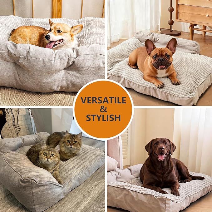 Dog Bed for Medium Sized Dogs, Warm & Super Soft Calming Bed for Sleeping, Durable Comfortable Dog Crate Pad with Sides, Machine Washable & All-Season Use, Non-Slip Bottom for Room to Move Freely