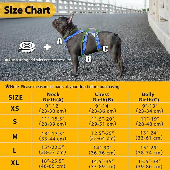 Huntboo Escape Proof Harness - No Slip Dog Harness, Fully Reflective with Handle, Breathable, Durable, Adjustable Vest for Medium Dogs Walking, Training, and Running Gear (Sea Blue, M)
