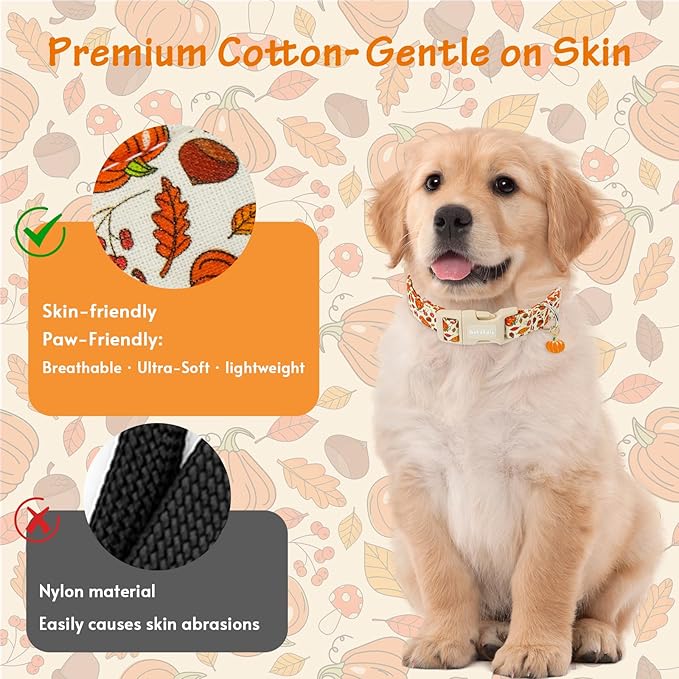 Fall Dog Collar ??Halloween & Thanksgiving Dog Collars for Small Dogs ??Soft & Comfortable Autumn Puppy Collar with Quick Release Buckle, Small Dog Collars for Girl Boy Dogs-S