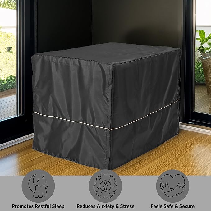 MidWest Homes for Pets Intermediate Dog Crate Cover, Black Polyester Privacy Kennel Cover Fits Most 36-Inch Crates, Machine Washable, Reduces Barking & Chewing