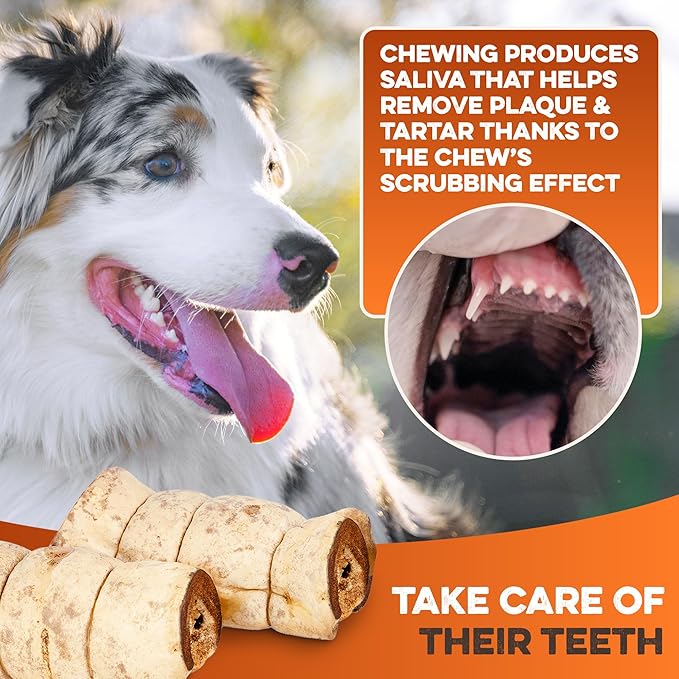 Premium Beef Cheek Rolls for Dogs 5-7" - (5-Pack), Peanut Butter Flavored Long Lasting, Safe & Natural Rawhide Alternative Chews, Ideal for Large Dogs & Aggressive Chewers, Supports Dental Health