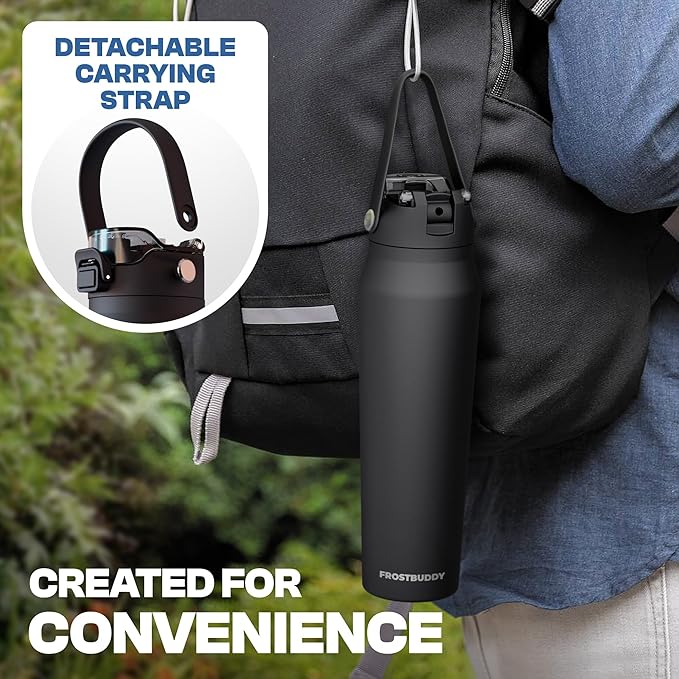 Frost Buddy 24oz Insulated Water Bottle with Straw & Chug Lid | Leak-Proof Stainless Steel | 24-Hours Cold | Sweat-Proof, Cup Holder Friendly | Ideal for Gym, Travel, Sports & Everyday Hydration