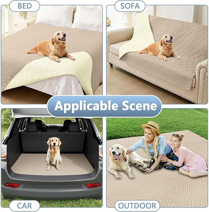 hyha Waterproof Dog Blanket, Soft Pet Bed Blankets, Waterproof Sofa Couch Cover for Dogs Washable, Reversible Pet Couch Covers for Sofa Furniture (30x90 Inch, Taupe/Beige)