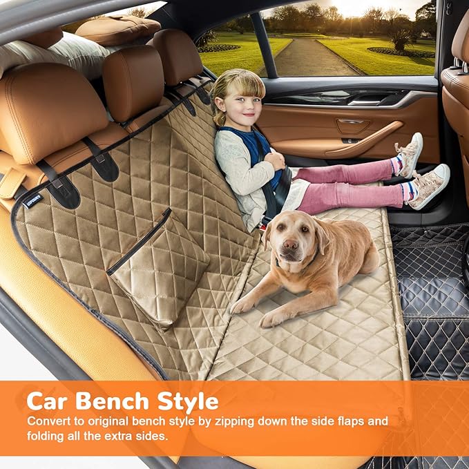 URPOWER Dog Car Seat Cover for Back Seat Waterproof Seat Cover Hammock 600D Heavy Duty Scratch Proof Nonslip Durable Soft Backseat Covers for Cars Trucks and SUVs
