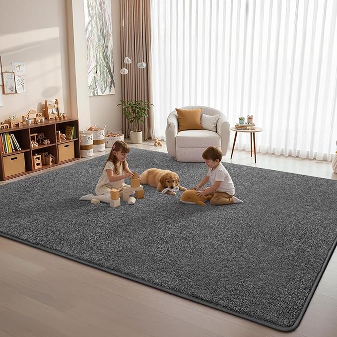 DweIke Rugs for Bedroom Living Room, 5x7 ft Black Grey Area Rug, Washable Memory Foam Indoor Carpet, Modern Non-Slip Ultra Soft Carpets for Kids Boys Girls Adults Nursery Dorm Home Decor