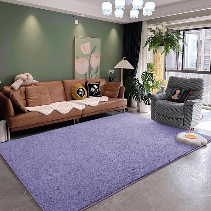 DweIke 5x7 Purple Area Rugs for Bedroom, Super Soft Living Room Rug, Thickened Memory-Foam Throw Carpet, Non-Slip and Washable Carpets for Kids Boys Girls Room Dorm Nursery Home Decor