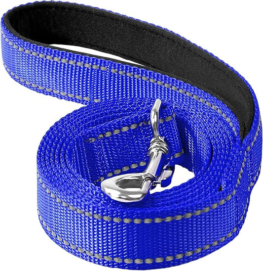 Reflective Dog Leash 4ft Soft Padded Handle Nylon Lead for Small & Medium Dogs, Durable Walking Training Leash for Night Safety (Royal Blue,3/4Inch Wide)