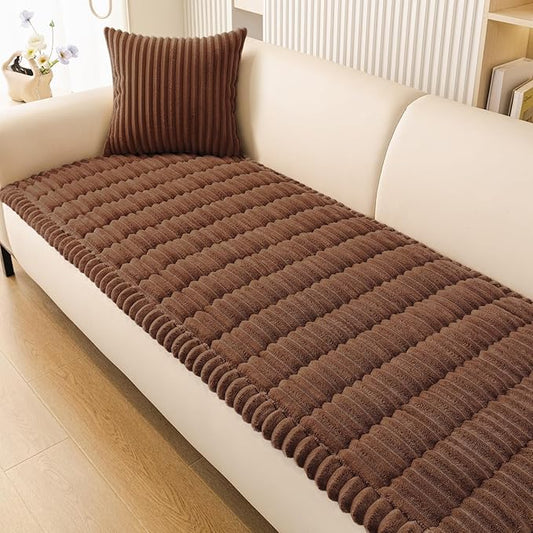 Smiry Couch Cover for Dogs Washable, Non Slip Fuzzy Pet Couch Covers for 3 Cushion Sofa Pet Friendly, Thick Soft Sofa Slipcovers Cushion Protector (Brown, 27.6" x 70.9")