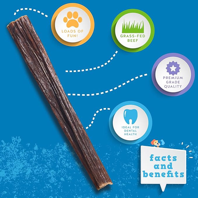 Jack&Pup 6-inch Gullet Sticks for Dogs (25 Pack) Esophagus Dog Treats, Long Lasting Chew, Beef Jerky for Dogs