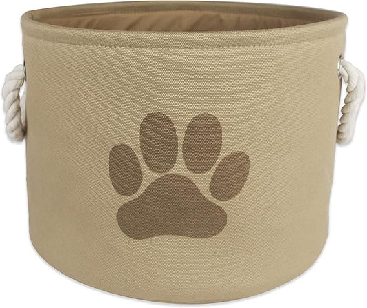 Bone Dry Pet Storage Collection Collapsible Bin, Small Round, Taupe