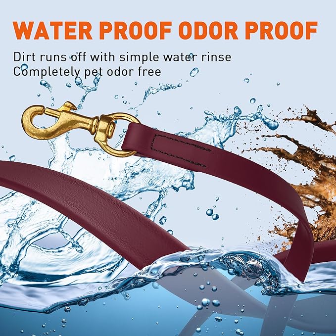 Viper Biothane K9 Working Dog Leash Waterproof Lead for Tracking Training Schutzhund Odor-Proof Long Line with Solid Brass Snap for Puppy Medium and Large Dogs, 20ft Merlot Burgundy