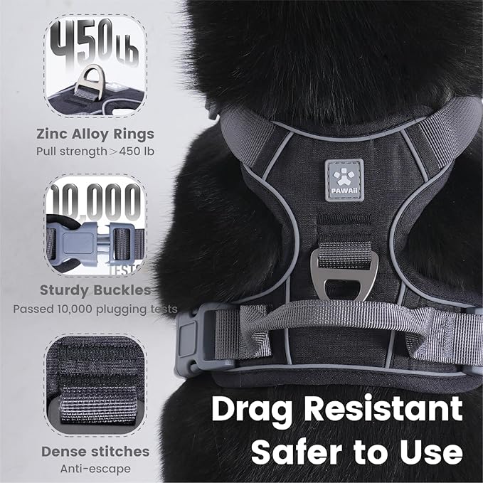 Pawaii No Pull Dog Harness with Pet ID Tag,Reflective Strips No Choke Front O Ring Breathable Mesh Adjustable Soft Padded Pet Vest with Easy Control Handle for Small Dogs