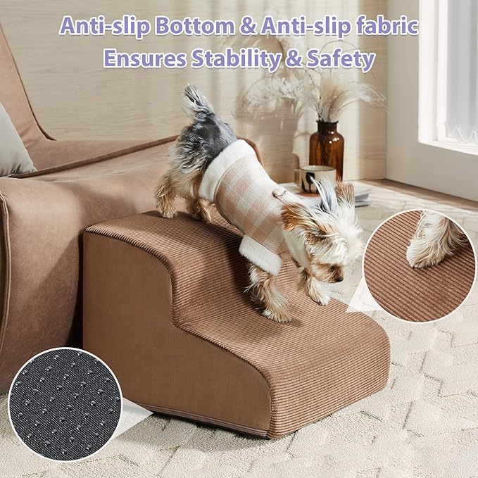Dog Stairs for High Beds, 5-Steps Pet Steps for Bed, Pet Stairs with Highly Supportive Foam and Non-Slip Bottom, Dog Stairs for Large Dogs and Medium Dogs (High 22.6 Inch)