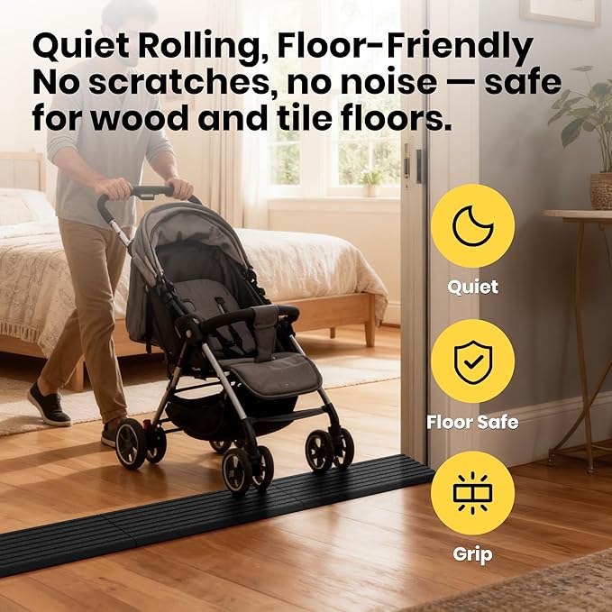 0.8" Rise Rubber Threshold Ramps for Doorways, 34" Wide Modular Wheelchair Ramp 2 PCS, Wheelchair Ramp, Access Ramps for Wheelchairs,Strollers,Sweepers,Bathrooms,Entryways,2000LBS Capacity
