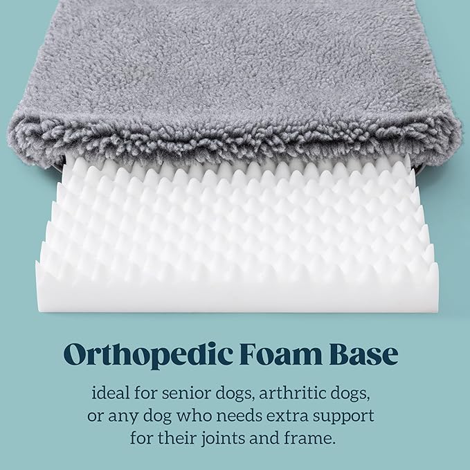 Stoutwool 4" Indestructible Dog Bed - Orthopedic Chew Proof Dog Crate Pad - Fluffy Kennel Mat for Aggressive Chewers - Ideal for Large Breeds & Fits 36-Inch Crate - 35"x22", Charcoal