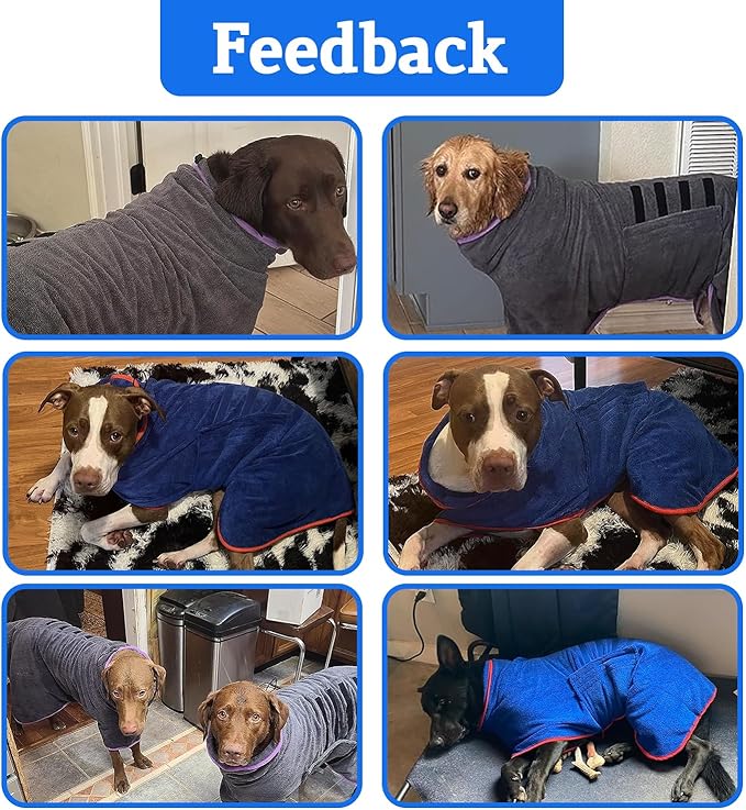 Dog Robe - Fast Drying Towel - Microfiber Super Absorbent Pet Bathrobe, Adjustable Collar & Belly Strap (Yellow, X-Large)