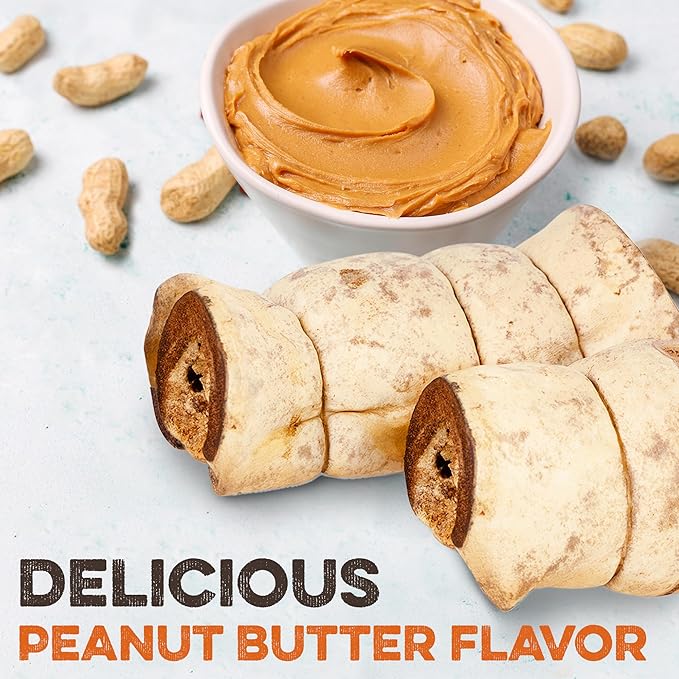 Premium Beef Cheek Rolls for Dogs 5-7" - (10-Pack), Peanut Butter Flavored Long Lasting, Safe & Natural Rawhide Alternative Chews, Ideal for Large Dogs & Aggressive Chewers, Supports Dental Health