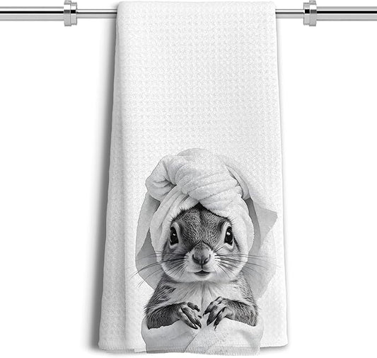 Funny Squirrel Hand Towels for Bathroom Kitchen Decor, Squirrel Lover Lover Gifts, Funny Kids Bathroom Hand Towels,16x24 Inches