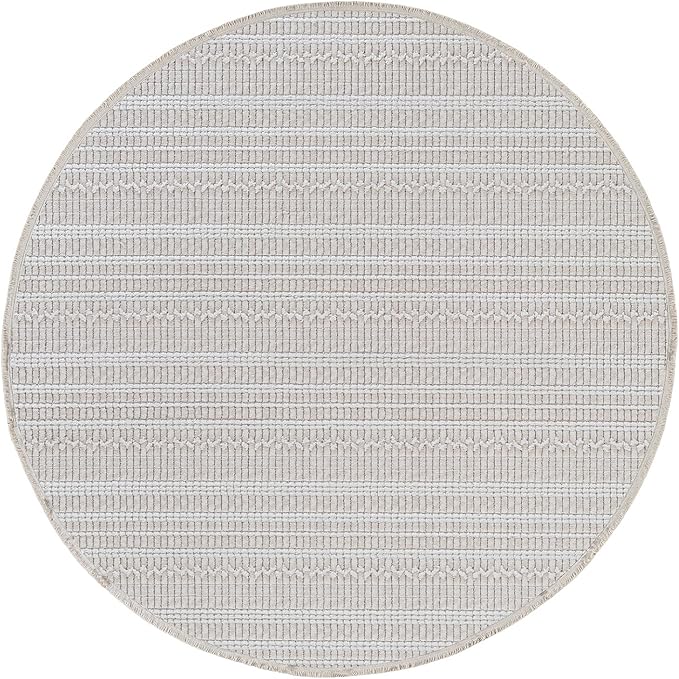 Modern Indoor Rug Stripe 6 Round Area Rugs for Living Room Luxury Kitchen Bedroom Durable Soft Geometric Durable Low and High Pile Stain Resistant Non Shedding Area Carpet 6 Round