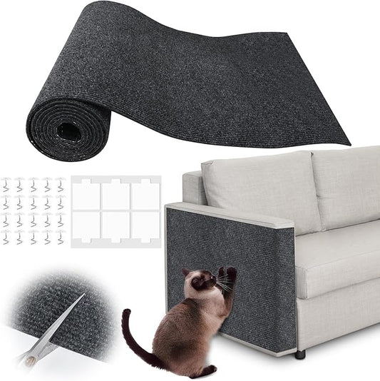 Cat Scratch Furniture Protector - 158" x 13.8" Trimmable Self-Adhesive Cats Claws Scratch Pads, DIY Cat Climbing Couch Protector for Scratch Post Cat Tree Replacement Indoor (Dark Gray)