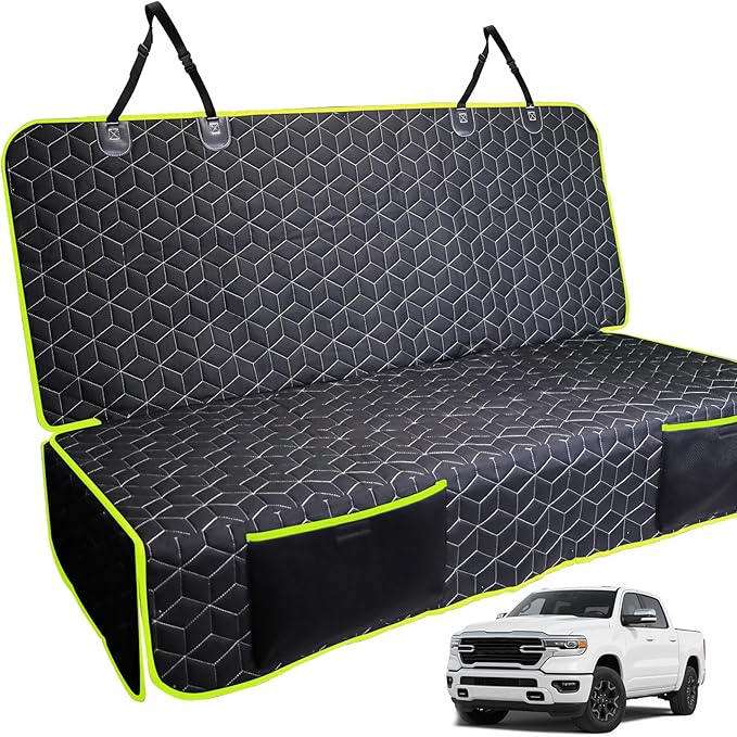 Dog Car Seat Covers for Ford f150/Ram1500/Nissan Frontier/Toyota Tacoma/GMC Canyon/Silverado, Waterproof Pet Back Seat Cover for Trucks, Scratchproof Nonslip Durable Rear Seat Cover for Dogs(Green)