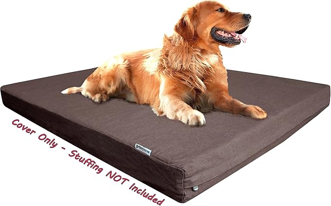 Dogbed4less 47X29X4 Inches Extra Large Size Brown Color Denim Jean Dog Pet Bed External Zipper Cover - Replacement Cover only